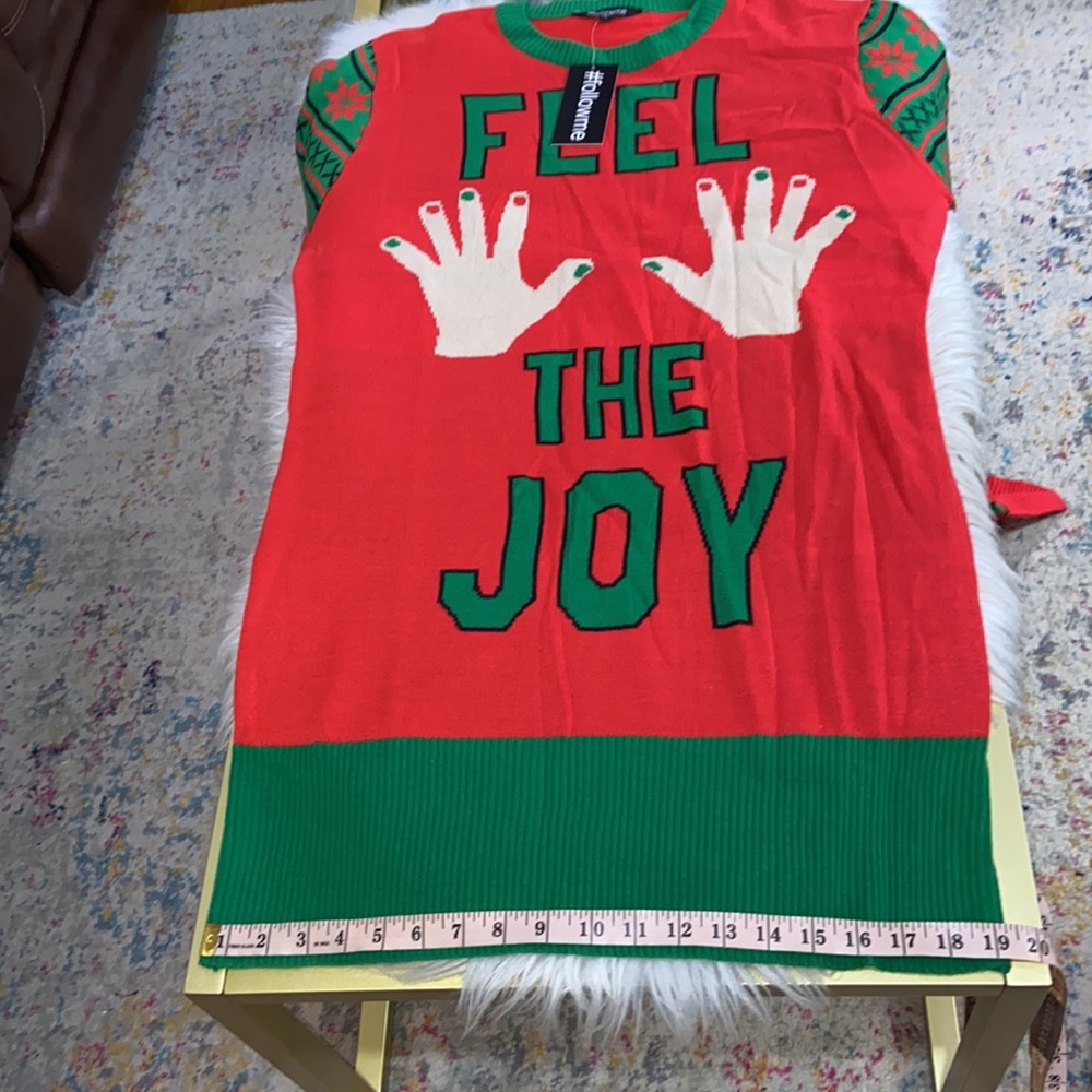 #followme Ugly Christmas Holiday Sweater Dress Size XL - Picture 4 of 15